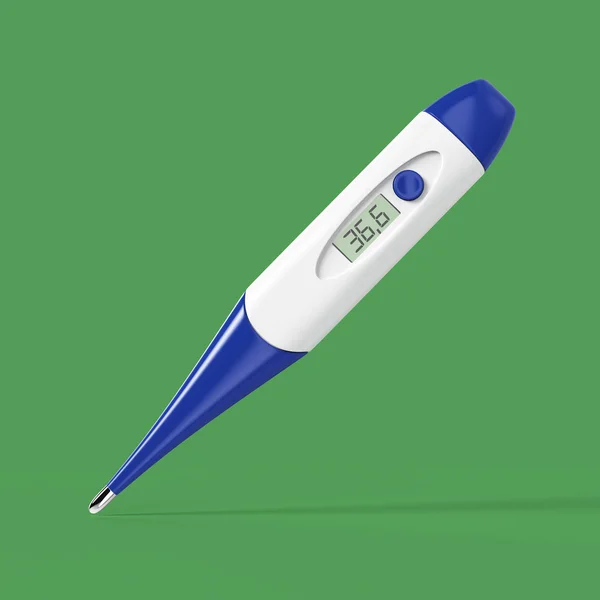 Medische digitale thermometer gemaakt van whithe en blauw kunststof. Geïsoleerde render — Stockfoto