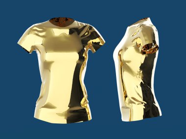 boş kadın T-shirt izole şablon 3d render. Promo kızlar üniforma mockup. Render