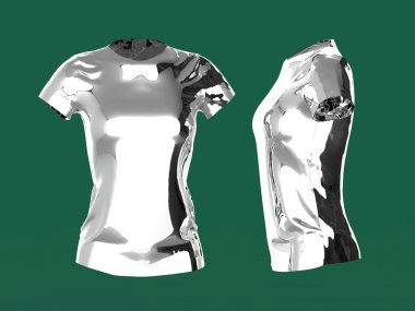 boş kadın T-shirt izole şablon 3d render. Promo kızlar üniforma mockup. Render