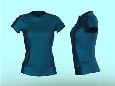 boş kadın T-shirt izole şablon 3d render. Promo kızlar üniforma mockup. Render