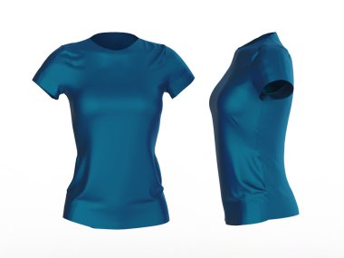 boş kadın T-shirt izole şablon 3d render. Promo kızlar üniforma mockup. Render