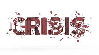 kırık kelime kriz illüstrasyon renk uygunluğunu, mali, dünya izole, savaş felaket kavramı