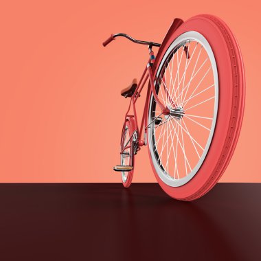 Bisiklet kavramı afiş tasarımı, retro bisikleti render, metin için yer ile renk artalan üzerinde izole. Spor hipster binmek yaz etkinliği 