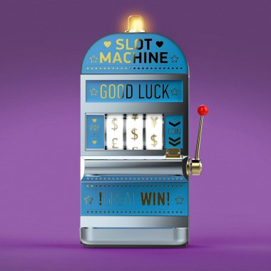 para birimi Vintage klasik slot makinesidir makaraları semboller. renk arka plan render üzerinde izole