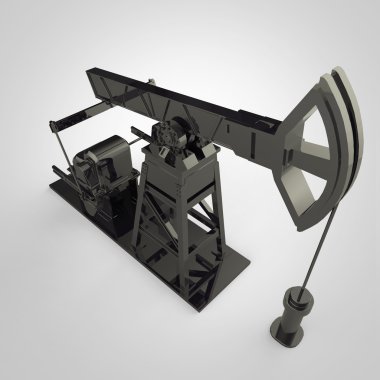 High detailed dark metallic pump-jack, oil rig. isolated  rendering.  fuel industry, economy crisis illustration.