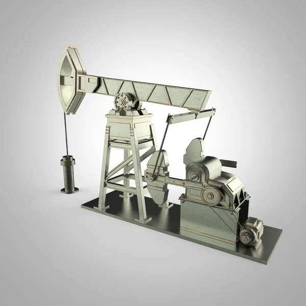 High detailed metal pump-jack, oil rig. isolated  rendering.  fuel industry, economy crisis illustration. — Stock Photo, Image