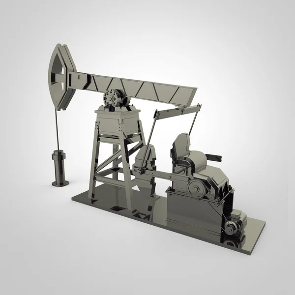 High detailed dark metallic pump-jack, oil rig. isolated  rendering.  fuel industry, economy crisis illustration. — ストック写真