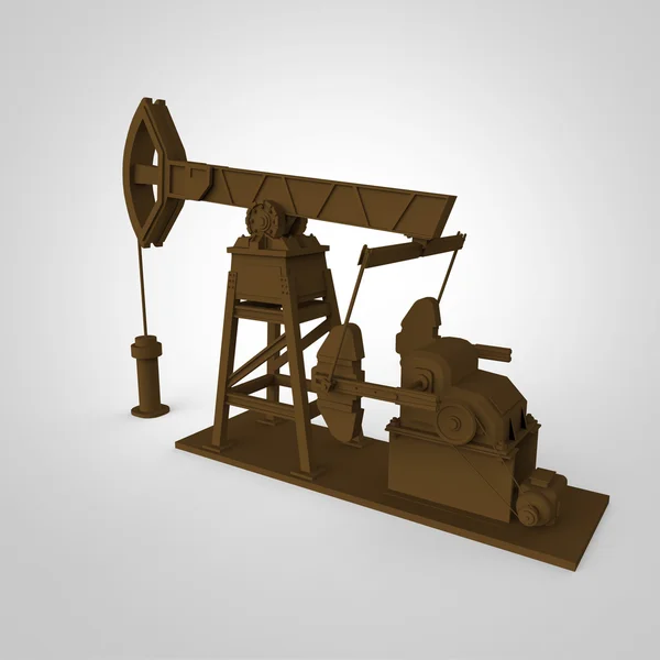 High detailed rusty pump-jack, oil rig. isolated  rendering.  fuel industry, economy crisis illustration. — 스톡 사진