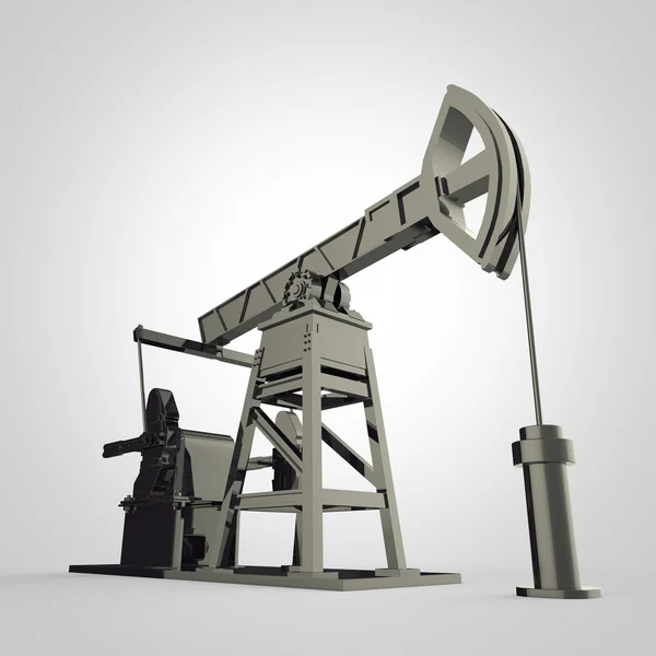 High detailed dark metallic pump-jack, oil rig. isolated  rendering.  fuel industry, economy crisis illustration. — ストック写真