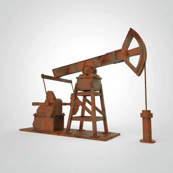High detailed rusty pump-jack, oil rig. isolated  rendering.  fuel industry, economy crisis illustration. — 스톡 사진