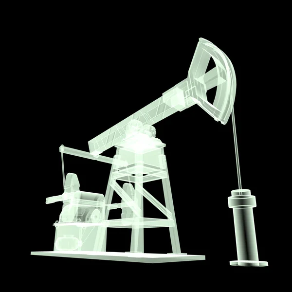 High detailed x-ray pump-jack, oil rig. isolated  rendering.  fuel industry, economy crisis illustration. — 图库照片