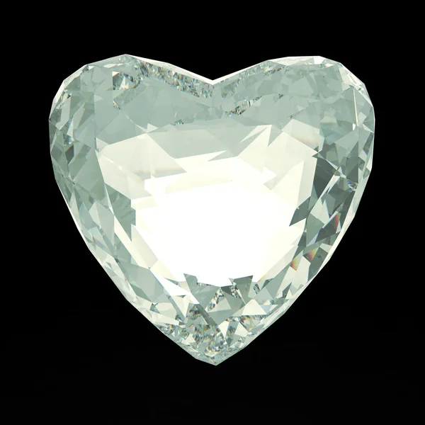 Beautiful low poly white crystal heart isolated on black background. Valentines day concept  render — Stock Photo, Image