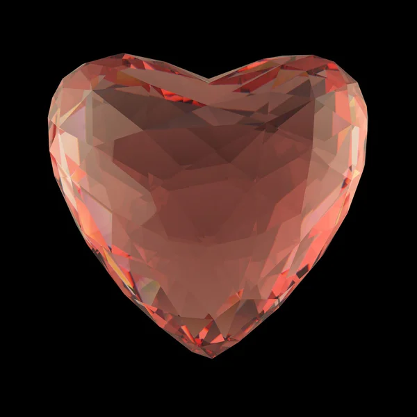 Güzel düşük Poli beyaz kristal kalp siyah arka plan üzerine izole. Sevgililer günü kavramı — Stok fotoğraf