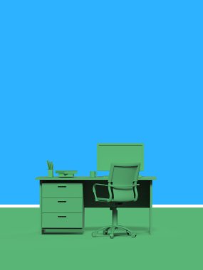 Ofis Masası yer için başlık ve metni şablonu modern tarzı ile renk render. iş veri raporu, sunu, web sayfası, broşür, broşür, el ilanı, afiş reklam.