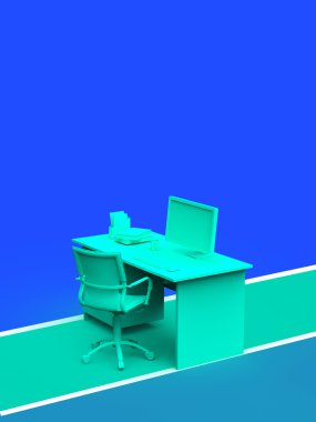 Ofis Masası yer için başlık ve metni şablonu modern tarzı ile renk render. iş veri raporu, sunu, web sayfası, broşür, broşür, el ilanı, afiş reklam.