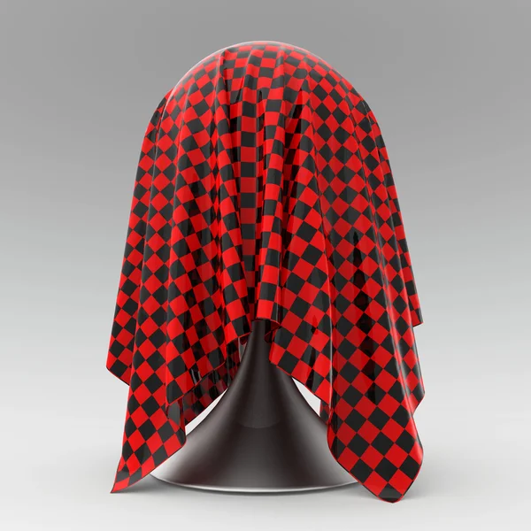 Bola no suporte cônico coberto com tecido fosco cinza claro renderização têxtil — Fotografia de Stock
