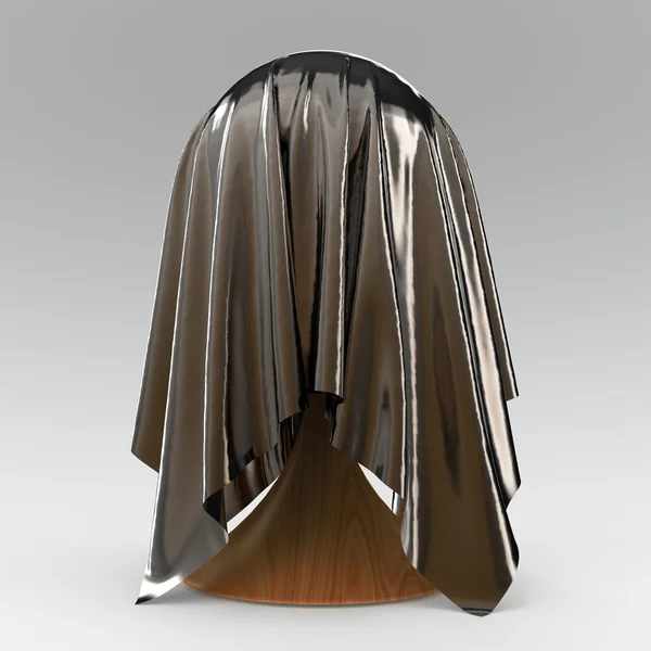 Bola no suporte cônico coberto com tecido fosco cinza claro renderização têxtil — Fotografia de Stock