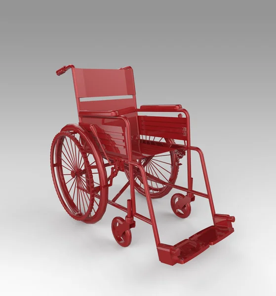 Блестящее золотистое металлическое инвалидное кресло на светлом фоне . — стоковое фото