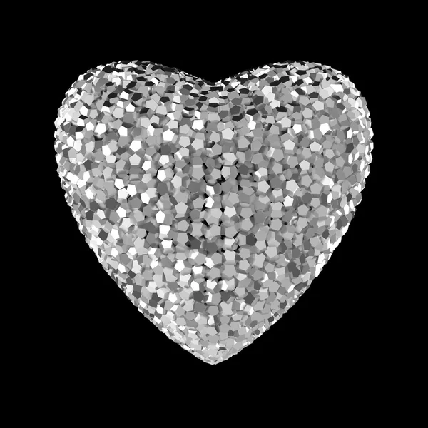 Disco estilo renderizado corazón hecho de brillantes cristales de colores aislados en San Valentín negro, matrimonio romance concepto de fiesta —  Fotos de Stock