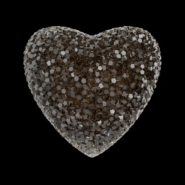 黒いバレンタイン、結婚ロマンス党概念に分離された光沢のあるカラフルな結晶で作ったハートを描画ディスコ スタイル — ストック写真
