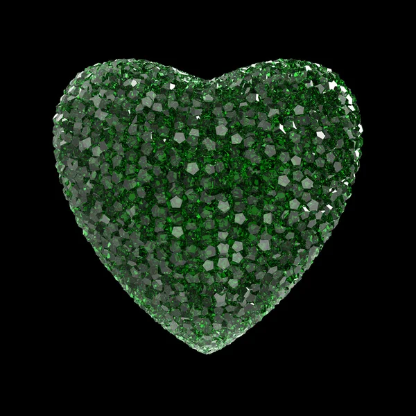 Disco estilo renderizado coração feito de cristais coloridos brilhantes isolados em preto Valentines, casamento romance partido conceito — Fotografia de Stock