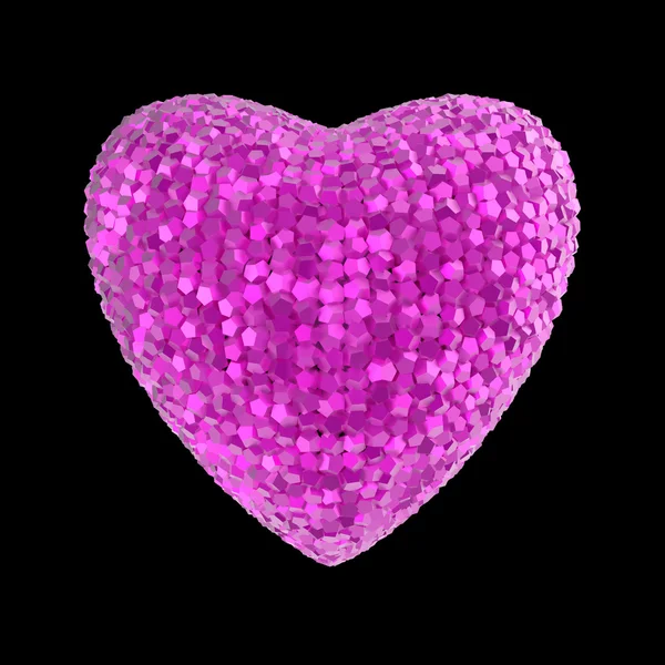 Disco estilo renderizado corazón hecho de brillantes cristales de colores aislados en San Valentín negro, matrimonio romance concepto de fiesta —  Fotos de Stock