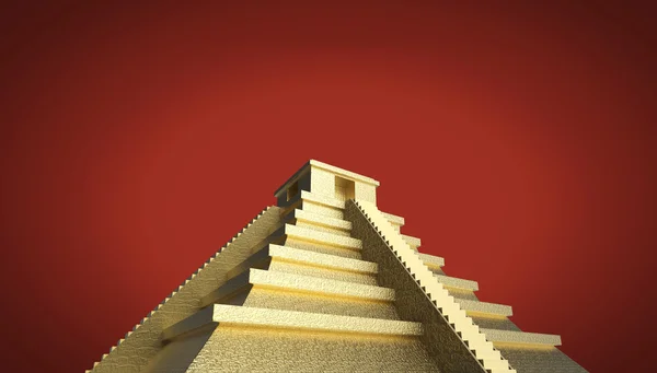 貴重な黄金金属メキシコ マヤ アステカのピラミッド、分離された高品質レンダリング. — ストック写真