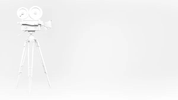 Кольорова старовинна ретро-кінокамера на кріпленні штатива ізольована високоякісний шаблон презентації фону — стокове фото
