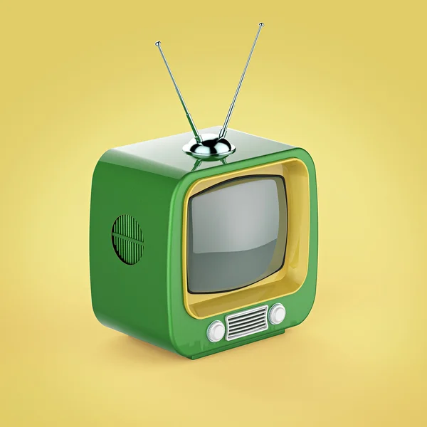 Classic Design Retro TV with bright color plastic shell and blank screen isolated soft shadow render — Stock Photo, Image