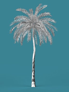 Palmiye ağacı altın altın tropikal bitki rüya plaj sembolü tasarım öğesi büyük tatil tur konsepti. izole render