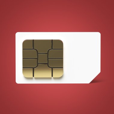 Sim kart kavramı altın mikroçip renk arka plan üzerinde izole yansıma etkisi gölge render
