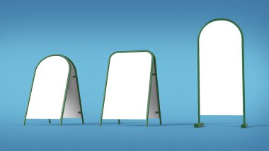 Beyaz reklam afiş ayağı stand mockup şablon izole işleme
