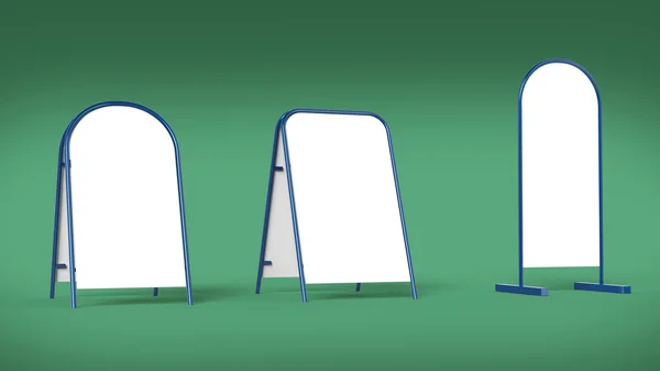 Fehér reklám banner pillér stand makett sablon elszigetelt renderelés — Stock Fotó