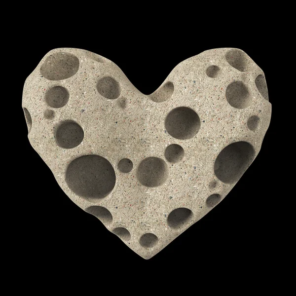 Coeur en fromage avec trous. rendu de haute qualité. Concept amour pour, Saint Valentin, romance, passion, isolé — Photo