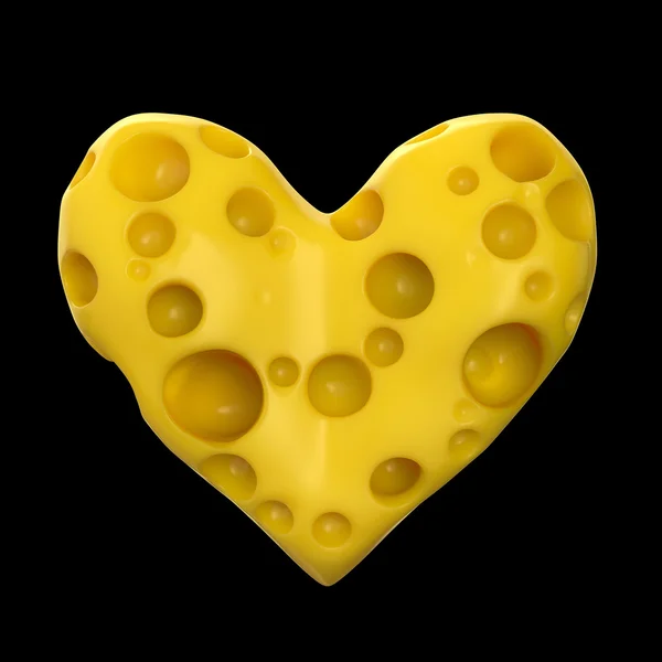 心由奶酪制成，有孔。高质量渲染。概念爱， 情人节， 浪漫， 激情， 孤立 — 图库照片