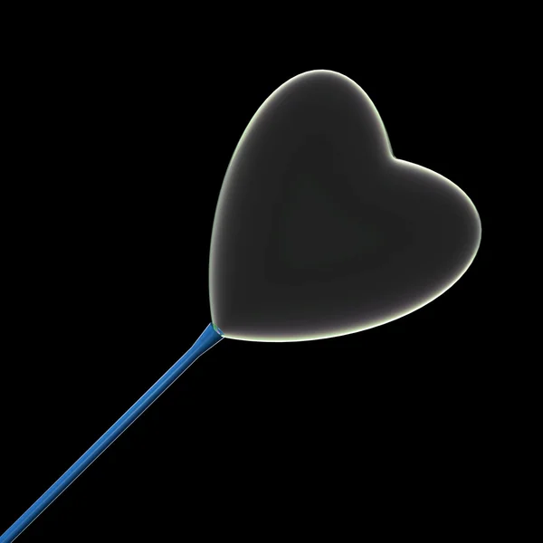 Burbuja de jabón en forma de corazón en el tubo final aislado renderizado San Valentín concepto de romance día — Foto de Stock