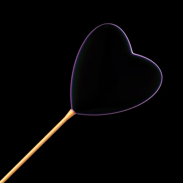 Mýdlová bublina ve tvaru srdce na konci trubky izolované vykreslování valentinky den milostný koncept — Stock fotografie