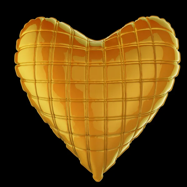 Όμορφο καπιτονέ γυαλιστερό δερμάτινο μαξιλάρι σε σχήμα καρδιάς. Μόδα χειροποίητη ιδέα για την αγάπη, ρομάντζο, ημέρα του Αγίου Βαλεντίνου. απόδοση, απομονωμένη — Φωτογραφία Αρχείου