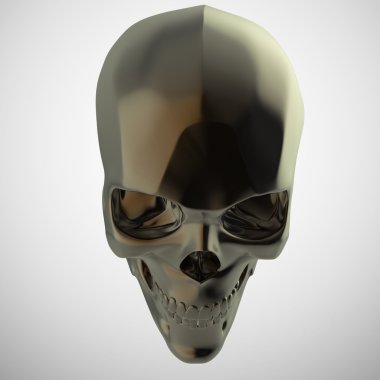 koyu parlak cilalı metal kafatası siyah arka plan üzerinde izole render s