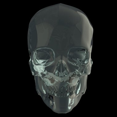 siyah arka plan yan görünüm üzerinde izole parlak parlak koyu cam skul render