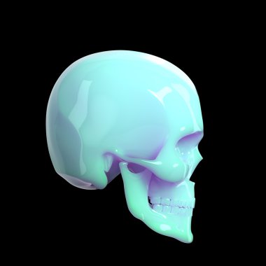 siyah arka plan yan görünüm üzerinde izole parlak parlak koyu cam skul render