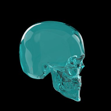 siyah arka plan yan görünüm üzerinde izole parlak parlak koyu cam skul render