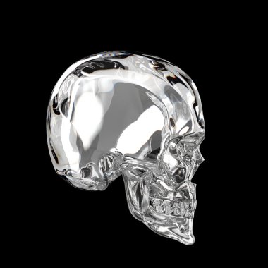 siyah arka plan yan görünüm üzerinde izole parlak parlak koyu cam skul render