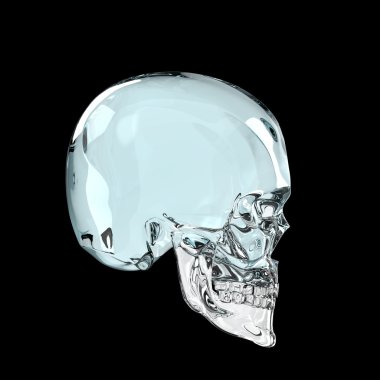 siyah arka plan yan görünüm üzerinde izole parlak parlak koyu cam skul render