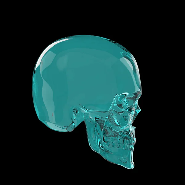 Skinande blankt mörka glas skul render isolerad på sidoutsikt mot svart bakgrund — Stockfoto