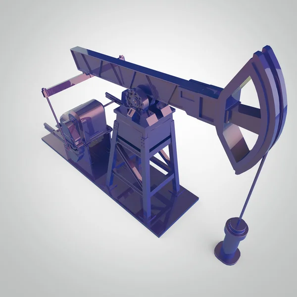 High detailed metallic pump-jack, oil rig. isolated  rendering.  fuel industry, economy crisis illustration. — Stock Photo, Image