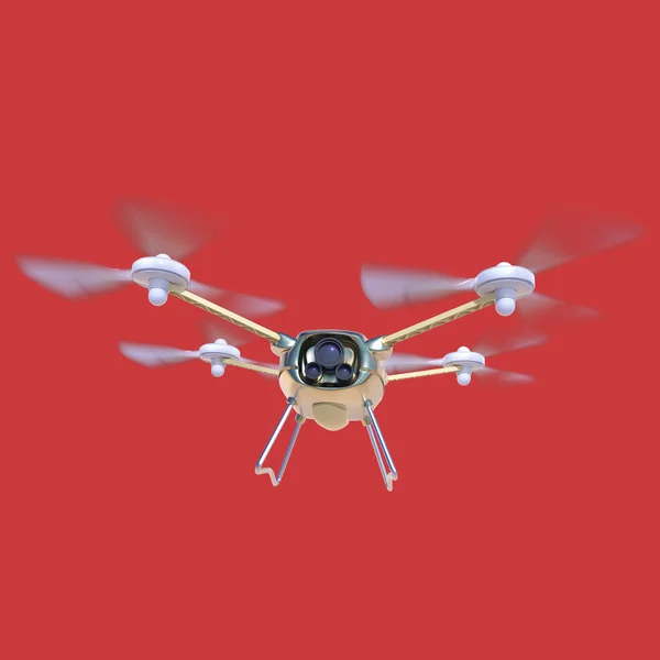 Εναέρια ρομπότ κηφήνας, quadrocopter, με φωτογραφική μηχανή που πετούν στο μπλε του ουρανού. Έννοια multycopter αιωρείται, καθιστούν — Φωτογραφία Αρχείου