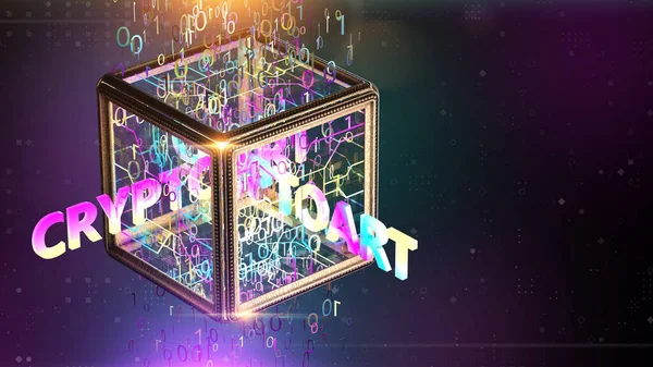 NFT non fungible tokenscrypto art on colorful abstract background. Pay for unique collectibles in games or art. 3d render of NFT crypto art collectibles concept — Stock Photo, Image