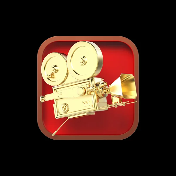 High detailed vintage movie camera on rounded square background. — Zdjęcie stockowe