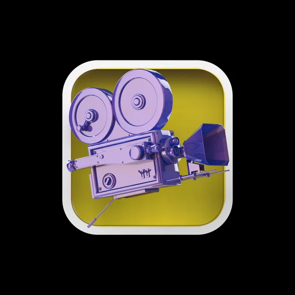 High detailed vintage movie camera on rounded square background. — Stok fotoğraf